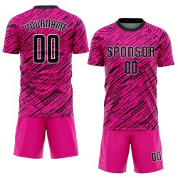 Maillot de football personnalisé rose, noir et blanc, sublimé