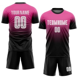 Maillot de football personnalisé rose, blanc et noir, effet dégradé par sublimation