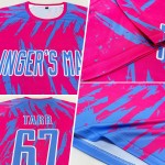 Maillot de football personnalisé rose bleu clair et blanc par sublimation