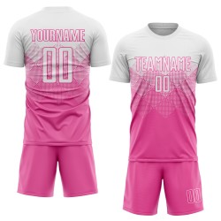 Maillot de football personnalisé rose et blanc par sublimation