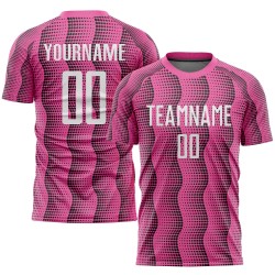 Maillot de football personnalisé rose et blanc par sublimation