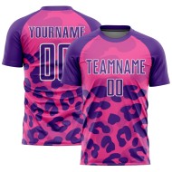 Maillot de football personnalisé à imprimé animal rose, violet et blanc, sublimé