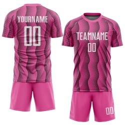 Maillot de football personnalisé rose et blanc par sublimation