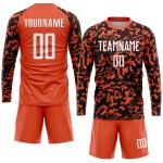 Maillot de football personnalisé par sublimation orange, blanc et noir