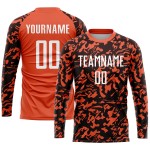Maillot de football personnalisé par sublimation orange, blanc et noir
