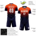 Maillot de football personnalisé orange, blanc et bleu marine, dégradé par sublimation